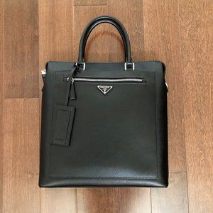 Prada Saffiano Leather Briefcase in Black